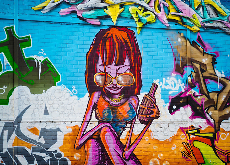 Graffiti bei einer Tour durch die Bilk und Flingern Viertel in Düsseldorf
