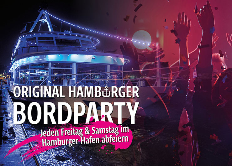 Die Original Hamburger Bordparty. Jeden Freitag und Samstag im Hamburger Hafen.